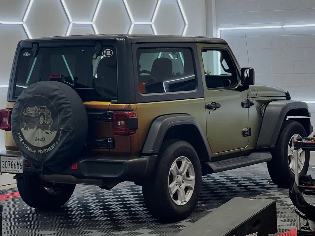Color-change vinyl-wrapped Jeep by WildWrapz in Cockeysville, Maryland